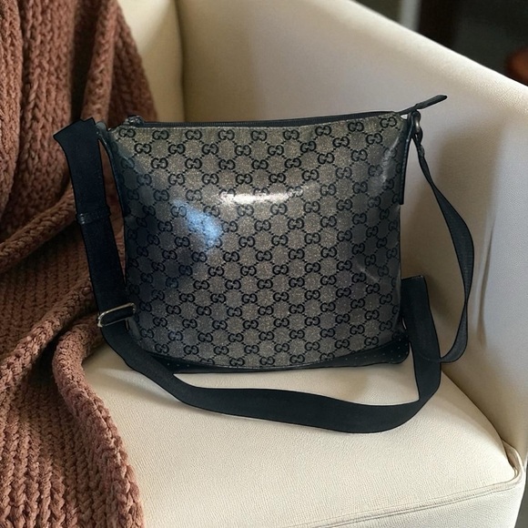 GUCCI GG Crystal Canvas and Leather Shoulder Bag - Picture 1 of 17